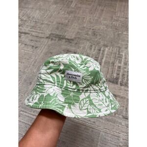 Abercrombie & Fitch Bucket Hat Green‎ White Floral Print Beach Sun Vacation